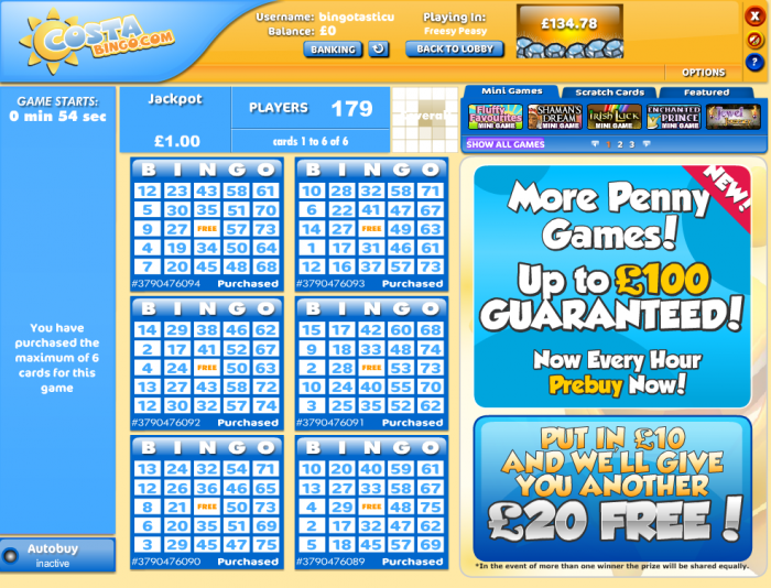 costa bingo costa bingo