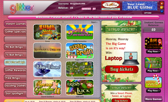 Glitter bingo slots