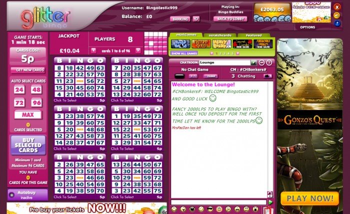 Glitter bingo slots