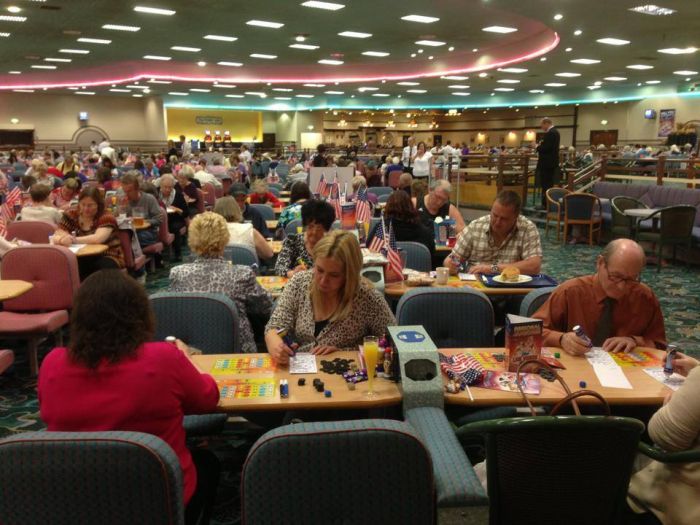 Bingo players concentrating on a game