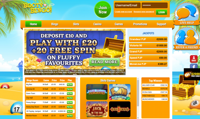 Booty Bingo You Have 100 Bonus Cash 20 FREE Spins 