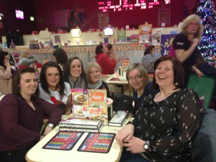 Loyal patrons having fun at the bingo hall 