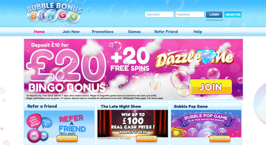 Bubble Bonus Bingo | You Have £20 Bonus Cash Here!