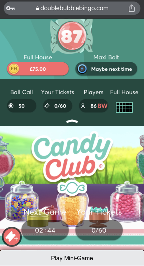 Candy Club bingo room