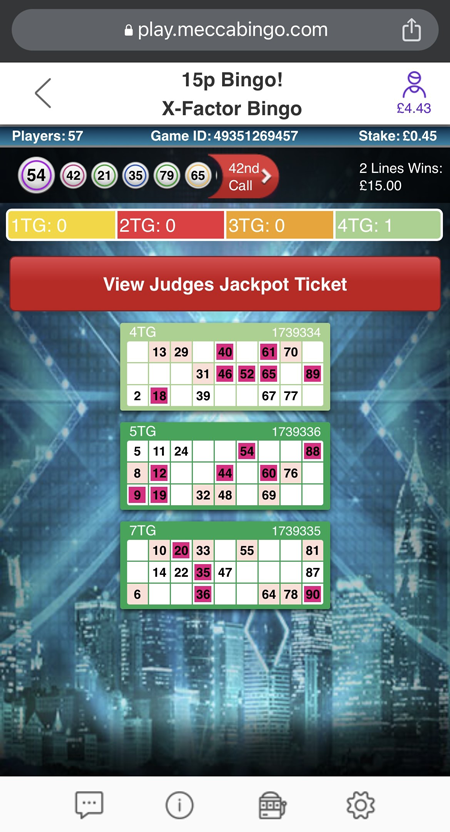 an image of a game of X-factor bingo being played