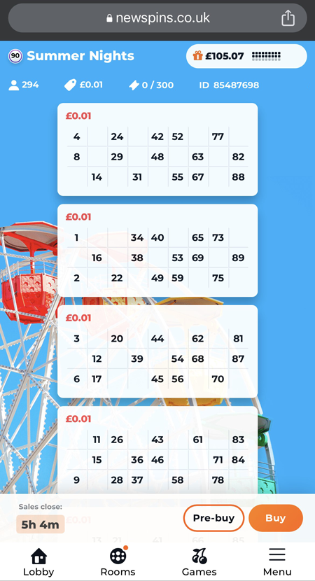 a picture of bingo cards at New Spins