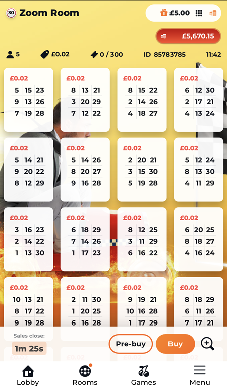 a screenshot of the bingo tickets at OK 