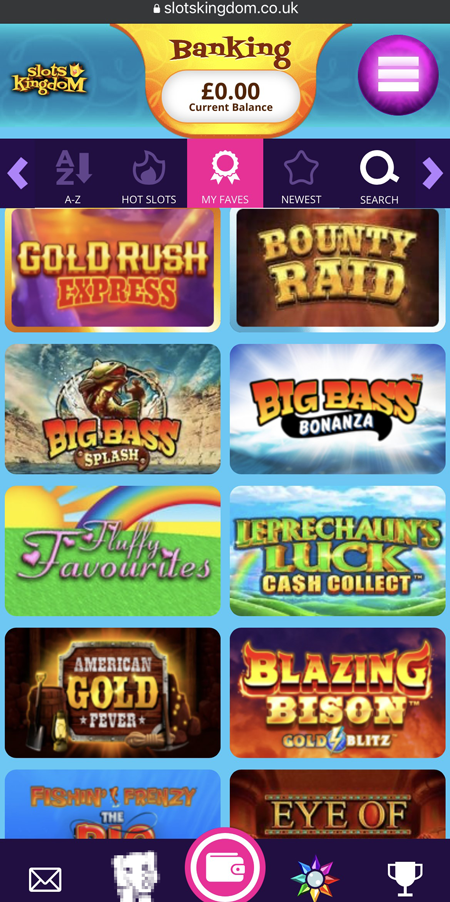 a screenshot of the games at Slots Kingdom