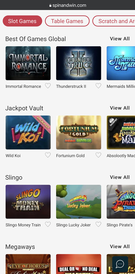 An image of the Spin & Win lobby on a smartphone