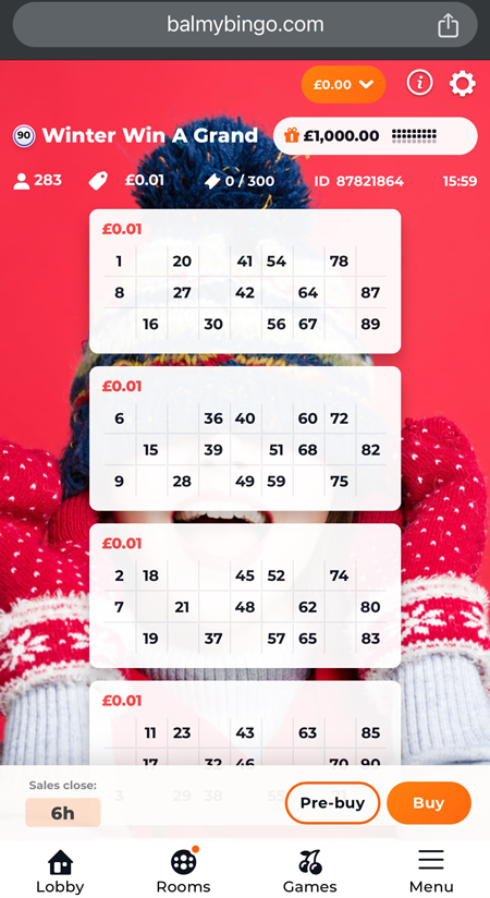Balmy Bingo seasonal game