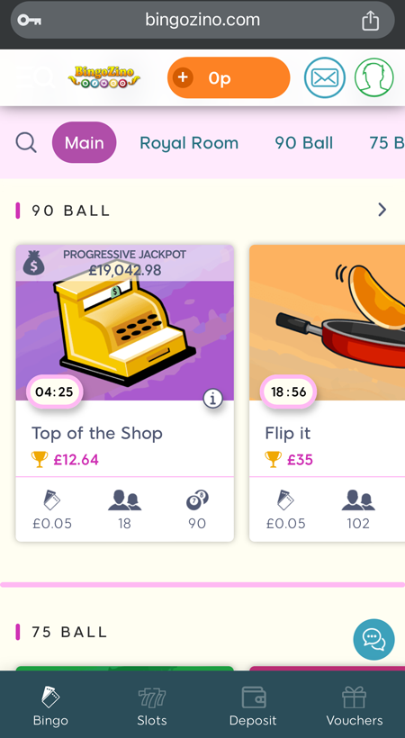 bingo lobby screenshot