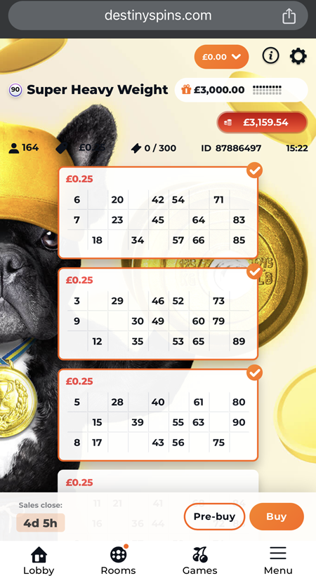 a snapshot of the weekly jackpot room