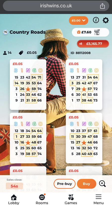 bingo tickets screenshot