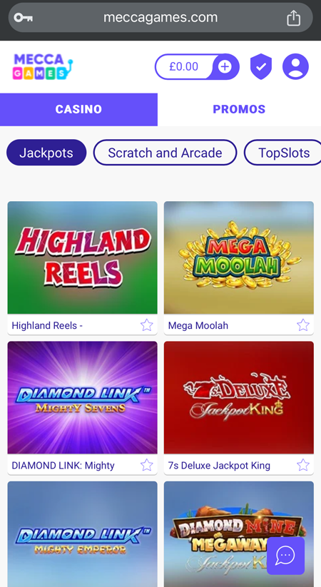 an image of the Mecca Games slots lobby