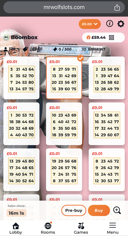 80-ball bingo game screenshot