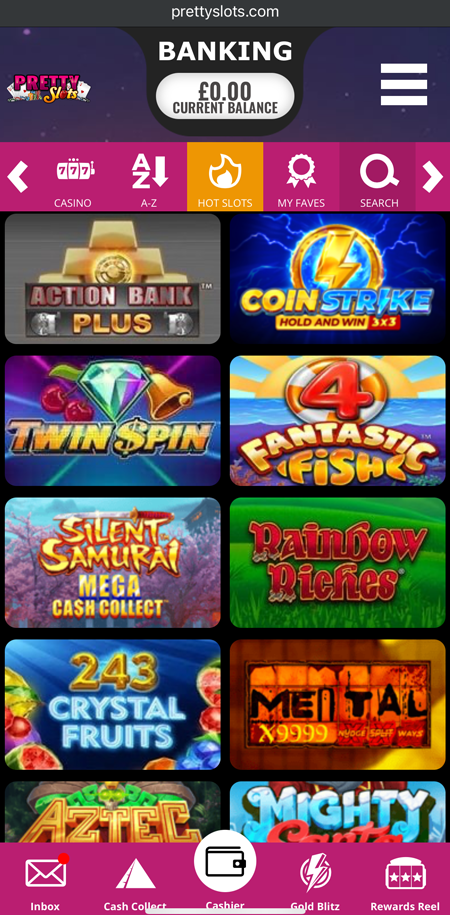 a screenshot of the hot slots lobby