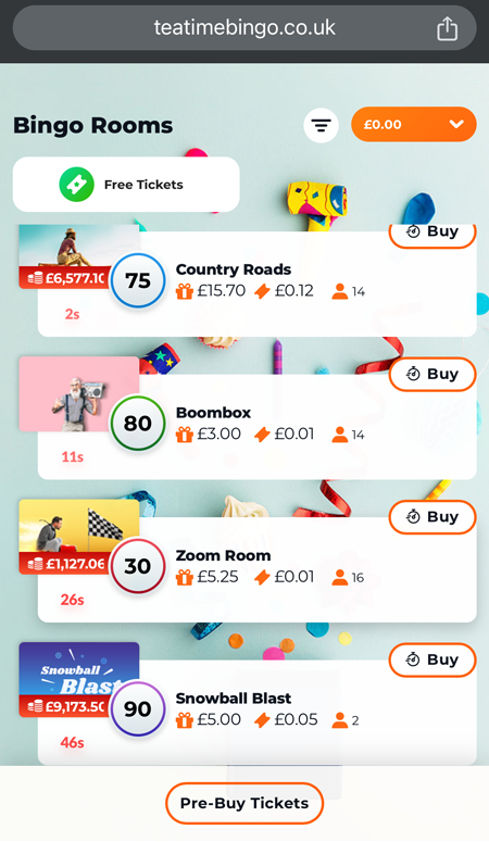 mobile bingo games screenshot
