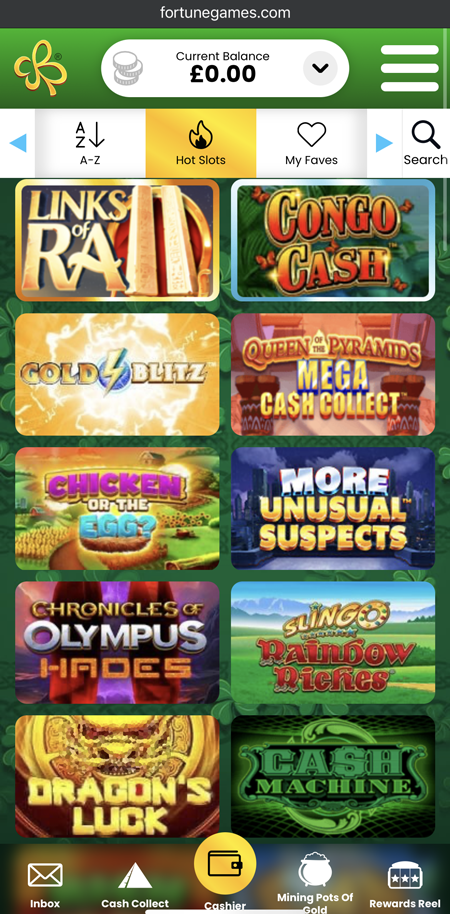 an image of the slots at Fortune Games