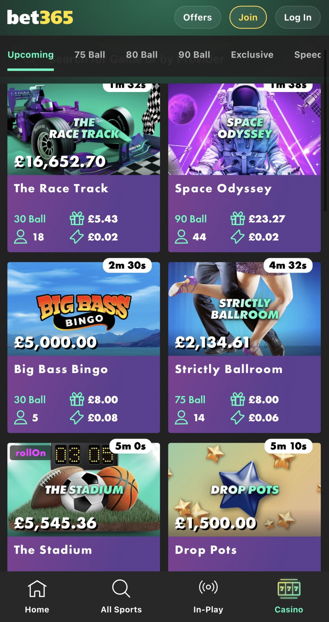 bet365 bingo upcoming games