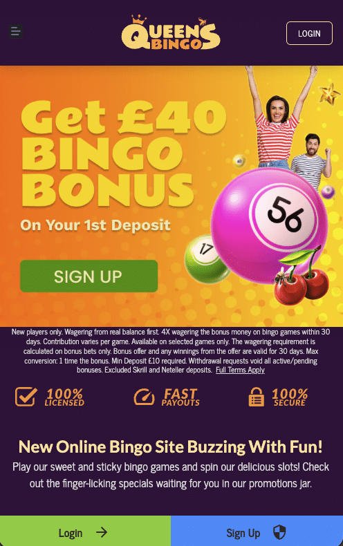 Queen's Bingo homepage