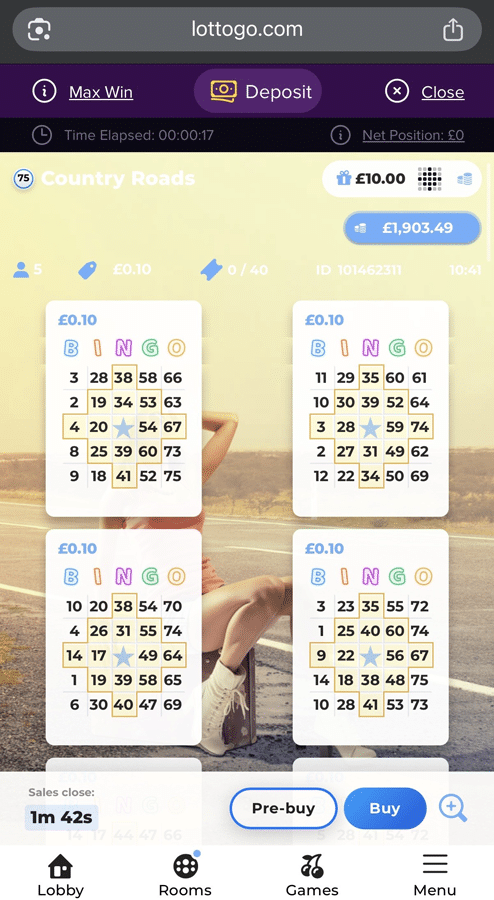 a 75-ball bingo lobby