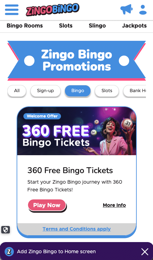 Promotions page