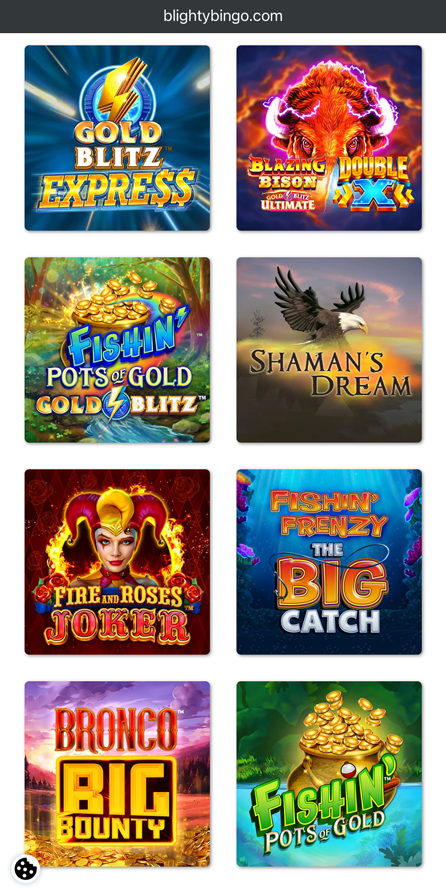 mobile slots lobby showing 8 trending games