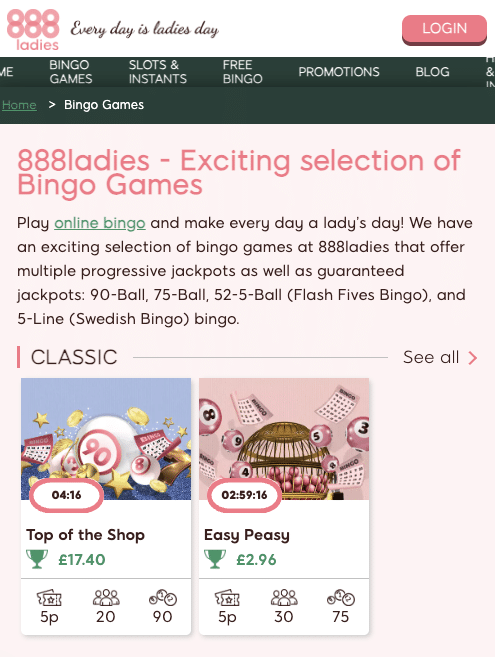 888 ladies bingo rooms