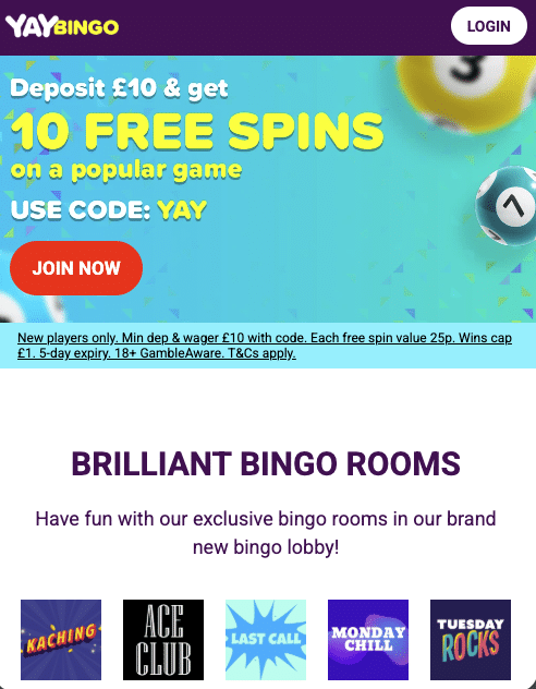 Yay Bingo welcome offer