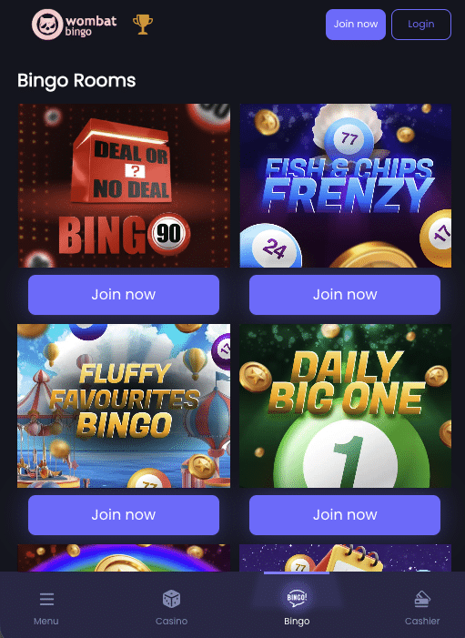 Mascot bingo rooms lobby
