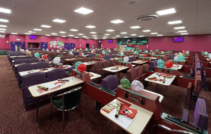 Hednesford Bingo Club interior decorated for Christmas