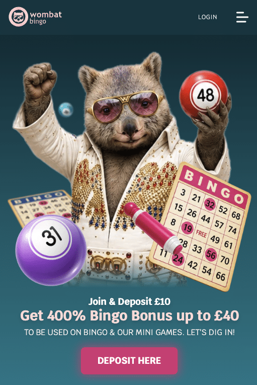 Wombat Bingo site mascot