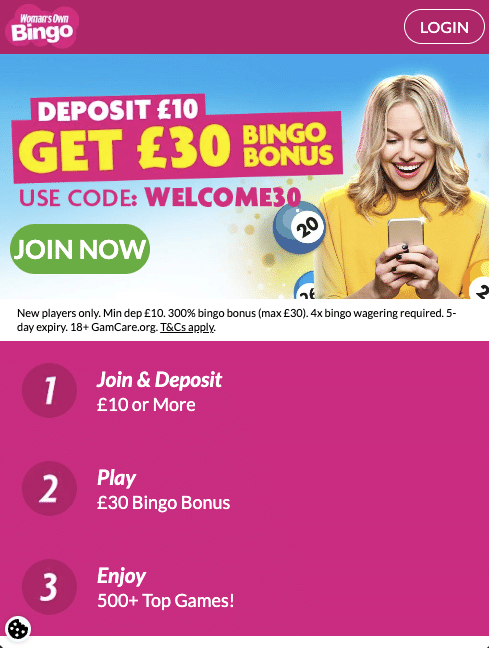 Woman's Own Bingo welcome offer and bonus code