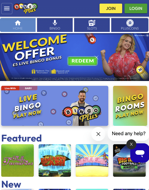 BingoPlus homepage screenshot