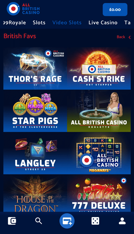 British Favs row at All British Casino with Thor's Rage II, Cash Strike Hot Stepper and Star Pigs