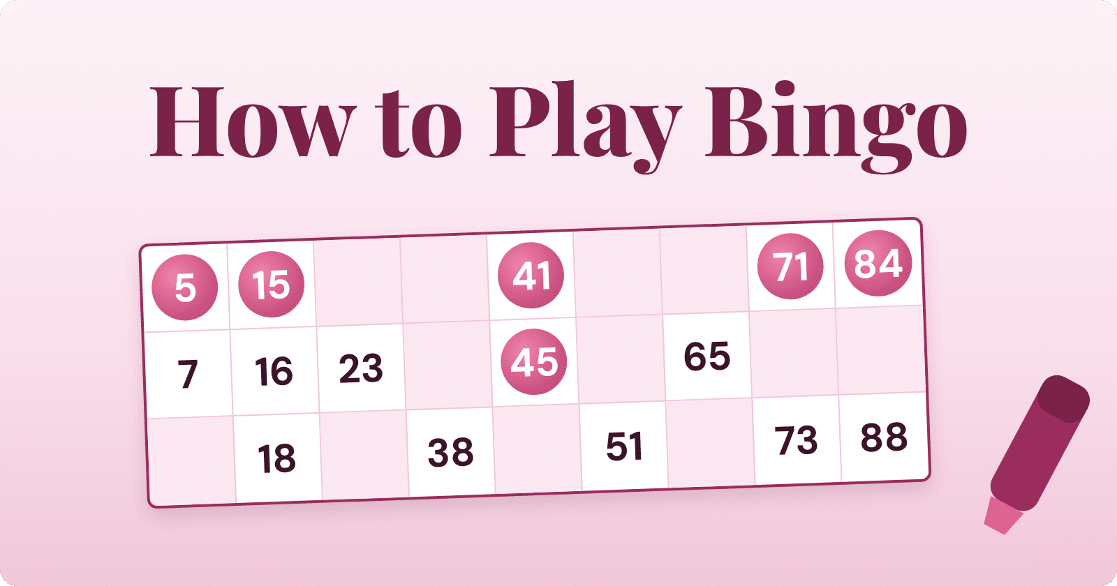 How to play bingo: a 90-ball ticket with numbers dabbed off