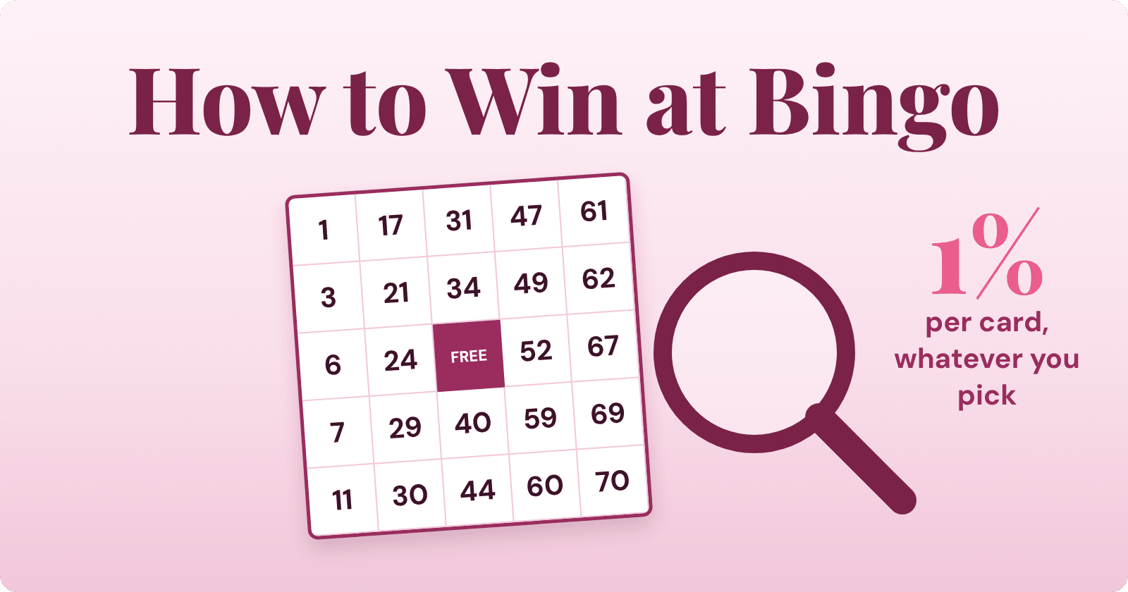 How to win at bingo: a bingo card under a magnifying glass