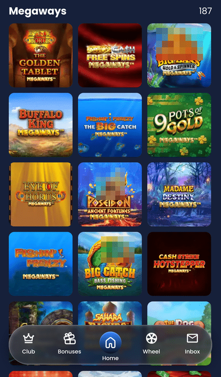 a screenshot of the Megaways slots at Star Wins